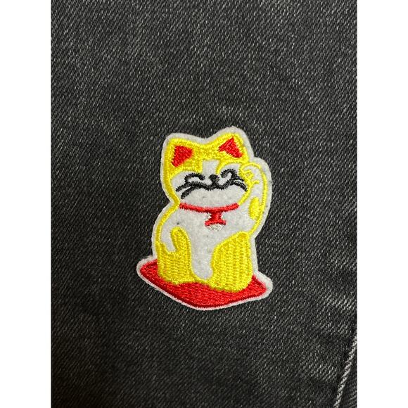 The Ragged Priest Lucky Cat Jeans Black Denim Size 24 Embroidered - Picture 6 of 10